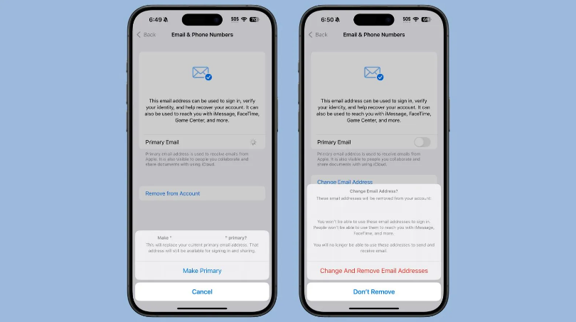 亳州苹果手机维修分享苹果 iOS 18.1 支持设置“主要”邮箱地址并更改 iCloud 邮箱 