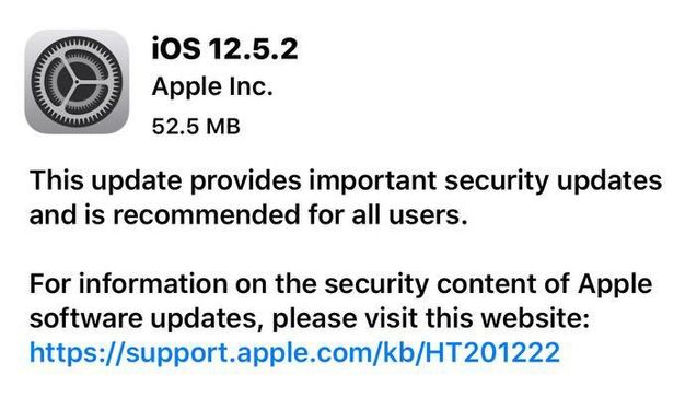 亳州苹果手机维修分享iOS12.5.2发布，建议所有老苹果用户安装 